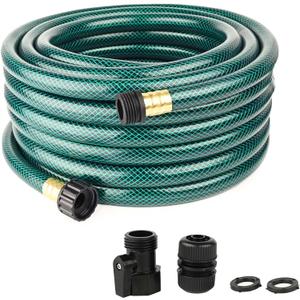 ORGRIMMAR 75FT Flexible Water Hose: 5/8" Heavy Duty Green Hose with Solid Brass Fittings - Lightweight and Durable for Garden and Outdoor - Efficient Irrigation for Gardeners Homeowners