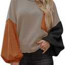 Dokotoo Women's Sweater 2025 Fall Winter Long Sleeve Casual Tops Ribbed Hem Knitwear Lantern Pullover Sweater, Medium