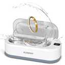 Upgraded KUNPHY Ultrasonic Jewelry Cleaner, 350ML 48KHz Professional Ultrasonic Cleaner Machine with 3 Digital Timers, Touch Operation for Eyeglass, Watches, Ring, Silver, Gold, Diamond (White)