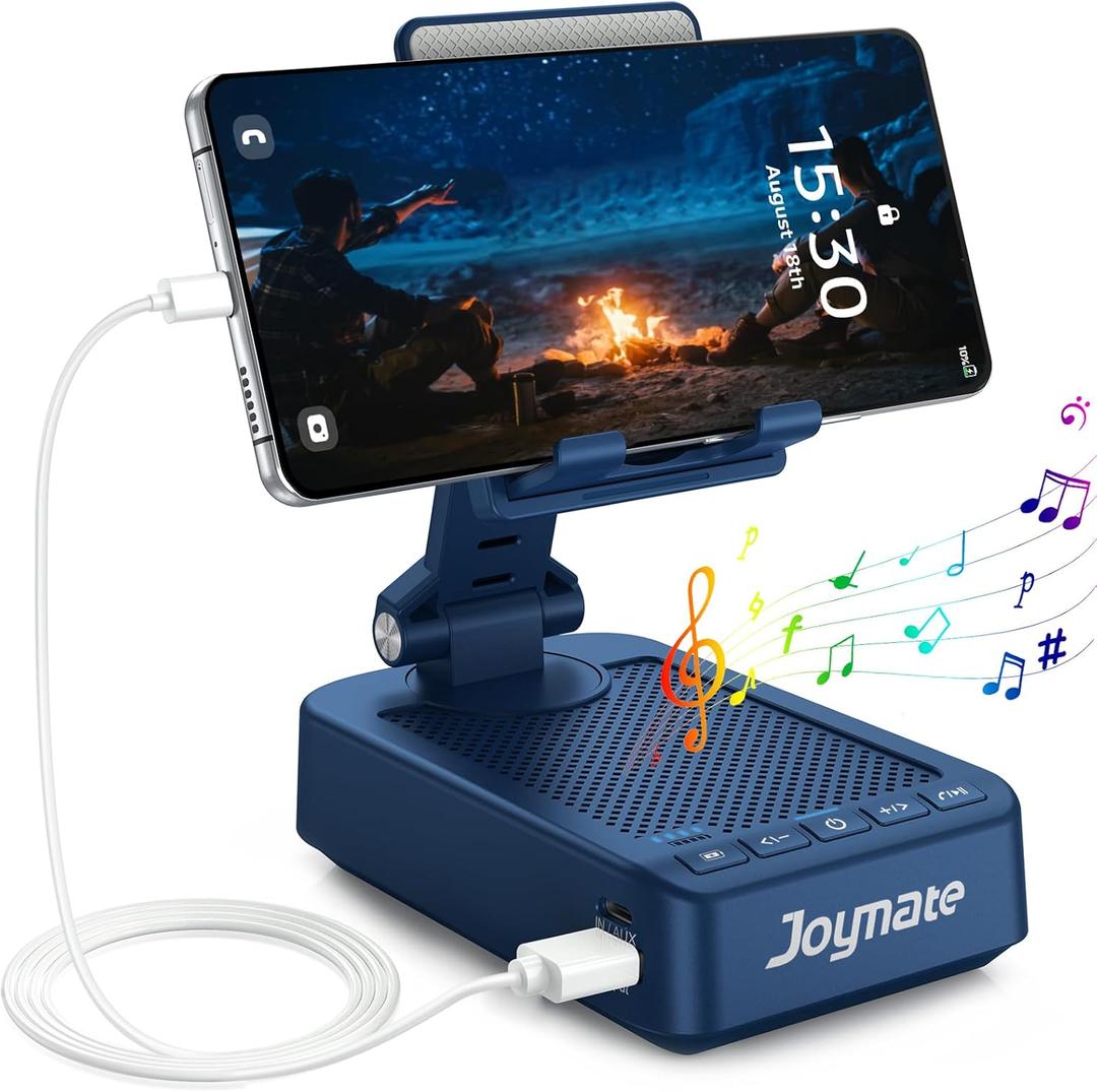 Joymate Gifts for Men Women, Bluetooth Speaker Phone Stand with Charging Function 360 Rotable Adjustable Cell Phone Holder HD Surround Sound for Desk Fits All Phones,Tablet (Blue)