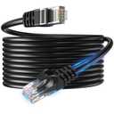 CAT6 Ethernet Cable 33 FT, Bare Copper UTP Internet Network LAN Patch Wire, High-Speed Cat 6 Cord for Gaming, Computers, Routers - Black
