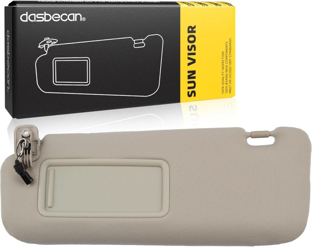 Dasbecan Left Driver Side Sun Visor Compatible with Mazda CX-9 2010-2015 Replaces# TDY1-69-320 Gray with Mirror and Vanity Light