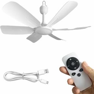 18 Inch USB Ceiling Fan with Remote Control, 6 Speed Portable Hanging Fan with Max Wind & Sleep Mode, 2/4/8H Timer, Bedroom, Camping, RV, Tent, Gazebo, Small