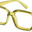 IBOANN Oversized Blue Light Glasses for Woman, Funky Fashion Glasses With Preppy Look, Reduce Screen Fatigue Computer Glasses (Medium, Olive Green)