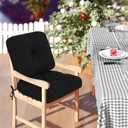 Outdoor Chair Cushions, Outdoor Seat Cushions for Patio Furniture Waterproof with Ties, Replacement Tufted Patio Chair Pads, 19x19x5 inches Set of 4, Black