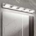 OKELI 5 Light Bathroom Vanity Light Brushed Nickel Modern 36W LED Dimmable Vanity Light Over Mirror 350 Adjustable Lamp Head Cold White 6000K ETL Listed 36.2Inch