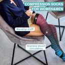 Bluemaple Thigh High Compression Socks for Women and Men Circulation(3 Pairs) Over the Knee-Best Support for Running,Travel (Small-Medium, Pink/Grey/Fluorescent Green)