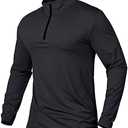 Men's Quick-Dry Active Sports Shirts Quarter Zip Long Sleeve Running Pullover Tops Outdoor Sweatshirt, M