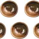 Colias Wing 3.5 Inch Simple Style Single Color Stylish Design Multipurpose Porcelain Side Dish Bowl Seasoning Dishes Soy Dipping Sauce Dishes-Set of 5-Brown