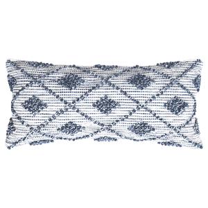 Diamond Loops Throw Pillow Cover - Blue and White - 14x28 Inch - Handwoven, Textured, and Stylish - 1 Piece Cushion Cover for Sofa, Couch, and Bedroom Decor