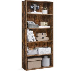 VASAGLE CUSTOS Collection - Bookshelf, 5-Tier Bookcase, Book Shelf, Open Storage Shelf, 9.4 x 23.6 x 52.5 Inches, for Living Room, Home Office, Dining Room, Rustic Brown ULBC165X01