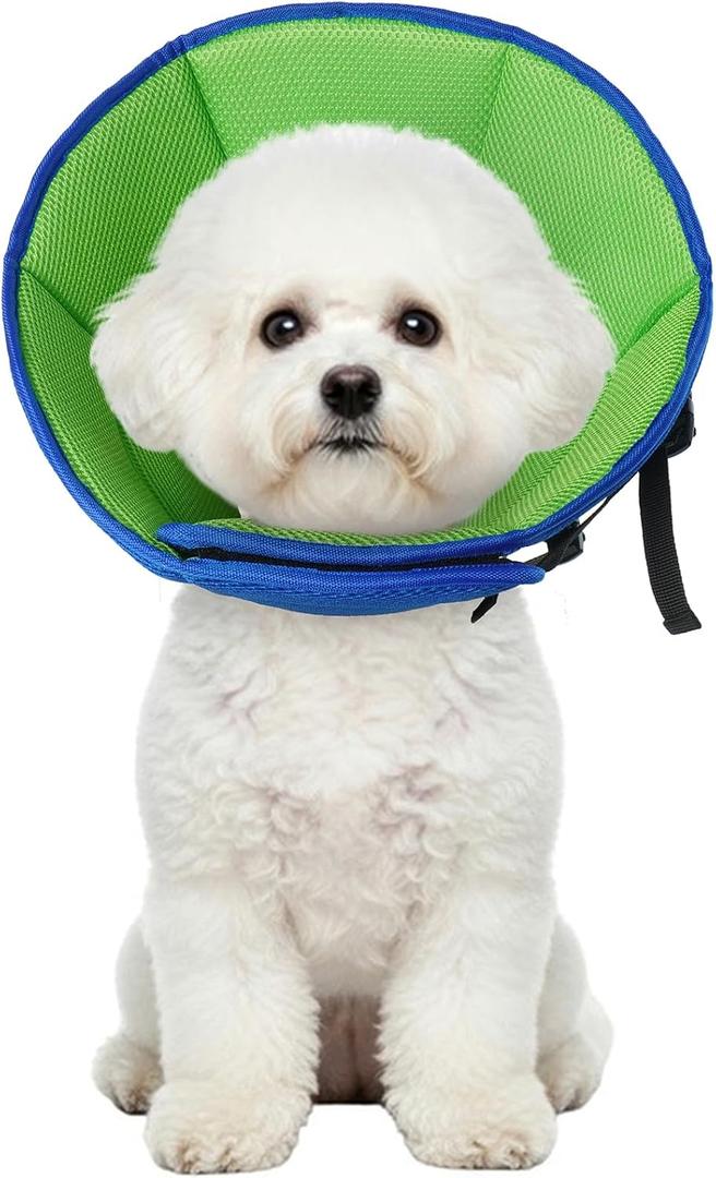 Dog Cone Collar After Surgery, Adjustable Soft Recovery Cone for Small Dogs to Stop Licking, Light-Weight Comfortable Elizabethan Collar for Dogs Anti-Bite Lick Protective Wound (S(Neck Girth:9.45"-11.81"), Blue)