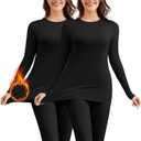 BESTENA Long Sleeve Undershirt for Women, Soft Thermal Shirts with Warm Fleece Lining, Base Layer Thermal Tops XS