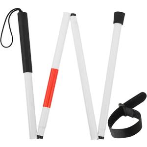 Folding Blind Cane Walking Stick with Red Reflective for Vision Impaired and Blind People, Lightweight, Non-Slip (52inch)