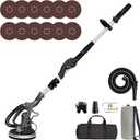 Drywall Sander with Vacuum, IMQUALI® 9.5A 1050W Electric Sander Tool with Variable Speed 600-2600RPM, Popcorn Ceiling Removal Tool with Extendable Handle, LED Light, 12pcs Sanding Discs, Black, IMQ919