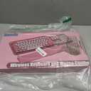 Hamile Wireless Keyboard and Mouse Combo - Detachable Wrist Rest, Phone/Tablet Holder, Retro Typewriter Style Keyboard, Colorful Round Keycaps, 2.4GHz Wireless for Windows/Mac/PC/Laptop, Pink