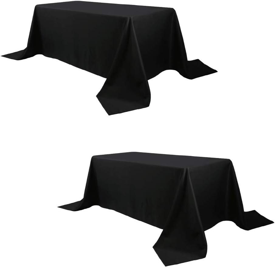 Large Black Rectangle 90 x 156 Inch Tablecloth - 8ft Washable Polyester Tablecloths - Perfect for Wedding, Restaurant, Party, Dinning, Banquet Decoration (2 Pack)