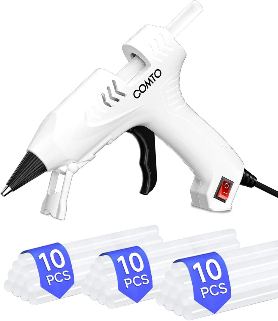 Hot Glue  Kit with 30 Sticks, 20W Fast Preheating Mini Hot Glue and Sticks Set for School Crafts DIY Arts and Quick Home Repairs, White (30 Sticks (4"/10cm Each))