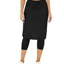 Womens Tennis Skirt with Built in Capri Leggings 20" Knee Length Skorts Skirts Drawstring Golf Skirts Skirted Leggings Black Medium