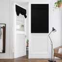 HOMEIDEAS Blackout French Privacy Door Curtains for Door Window,Curtains for Glass, Thermal Insulated Tie Up Shade Window Covering for Bedroom, Black, W26 X L40 Inch, 1 Panel