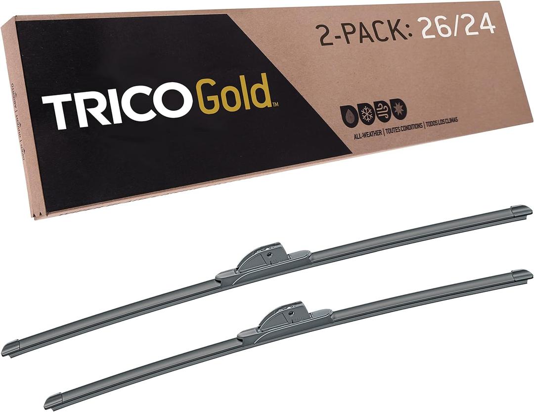 TRICO Gold 26" + 24" Premium Automotive Replacement Windshield Wiper Blades (Set of 2), Passenger and Driver Side All-Weather Beam Wiper Blades for Select Vehicle Models