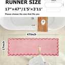 ORTIGIA Long Cute Scalloped Bathroom Rugs Runner, Fun Candy Pink Plush Microfiber Scallop Bath Mats Non Slip Washable Quick Dry Absorbent, Rug Carpet for Bathtub Sink Laundry Room Bedroom, 17x47