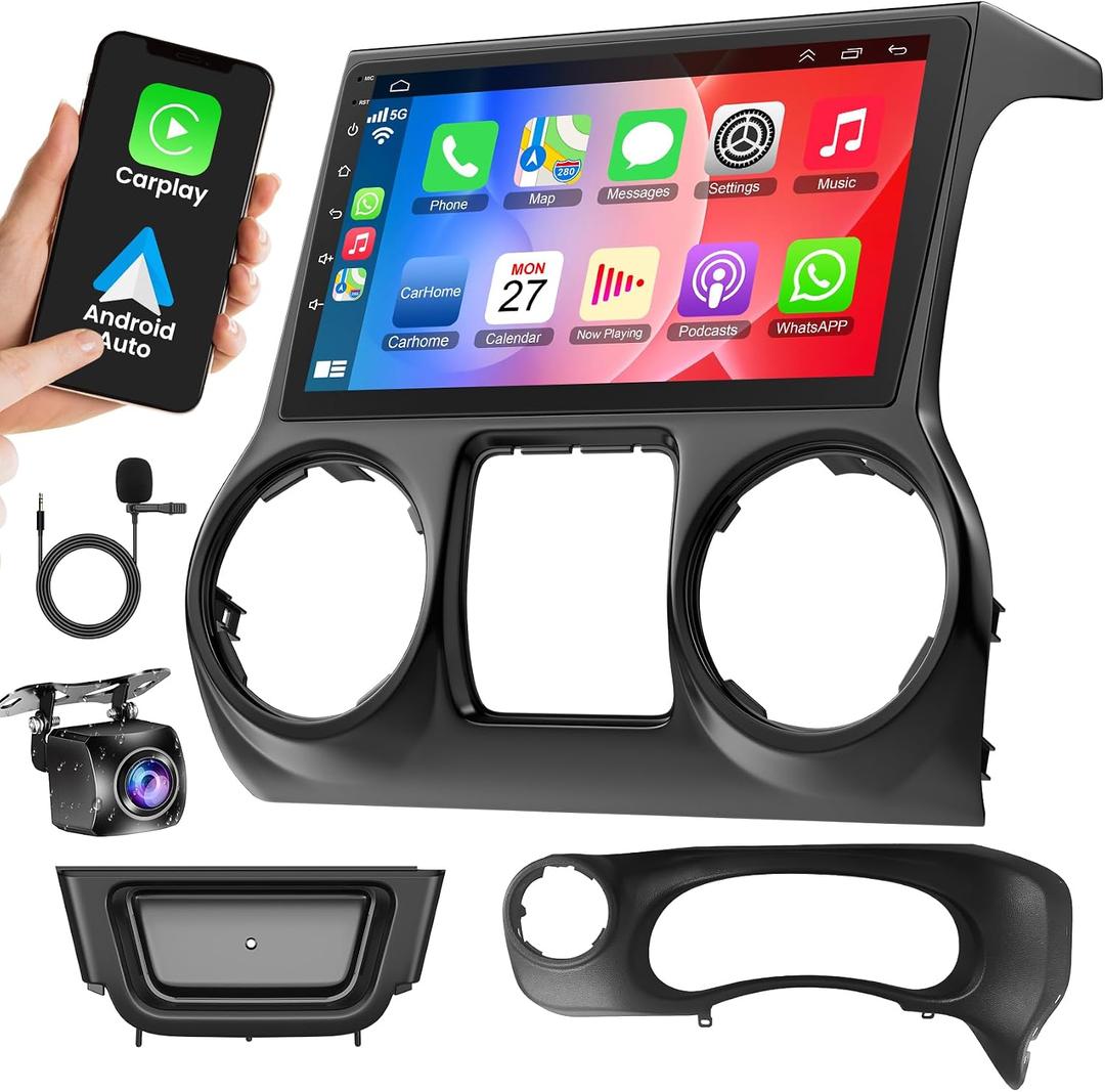 (4GB+64GB) Android Car Radio Stereo for Jeep JK Wrangler 2015 2016 2017 – 10.2 Inch Touchscreen Support Wireless Carplay/Android Auto/WiFi/GPS/Bluetooth5.2/Back-up Camera/FM/SWC