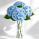VUAHAUL 4 PCS Real Touch Hydrangea Artificial Flowers 20.5", Blue Latex Faux Hydrangeas Large Fake Flowers with Stems Leaves for Family Table Wedding Bouquets Party Home Decor (4, Blue, 20.5'')