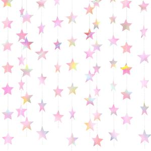 Patelai Glitter Star Garland Banner 2026 Graduation Decor 130 Feet Star Hanging Banner Twinkle Backdrop for Party Birthday Classroom Wedding Supplies(Iridescent Pink)