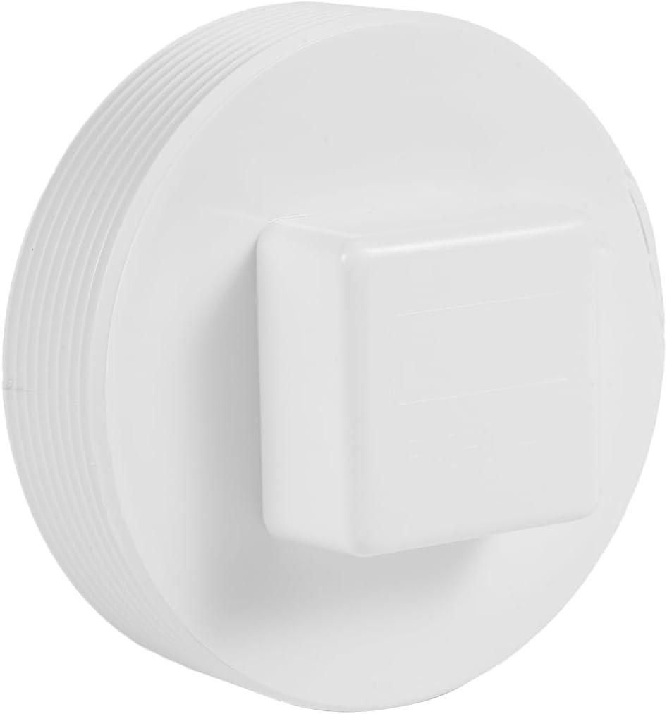 PVC Cleanout Plug, 6" Inch NPT Male Threaded Flush Sewer Cleanout Cap Cover Adapter PVC DWV Pipe Fitting Attached to Sewer and Drain Pipe for Plumbing Drainage Piping Systems