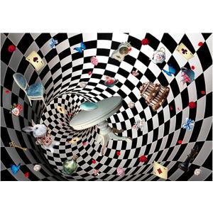 7x5FT Wonderland Checkerboard Backdrop, Enchanted Tea Party Polyester Photography Background for Parties, Fairy Tale Photo Booth Prop Decorations