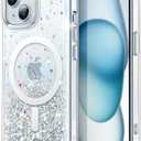 JETech Glitter Case for iPhone 15 6.1-Inch Compatible with MagSafe, Clear Cute Bling Sparkle for Women and Girls, Shiny Shockproof Magnetic Sparkly Phone Cover (Clear)