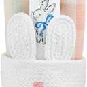 Mud Pie Blue Bunny Basket Towel Set; Towel 12" x 12" | Basket 4 1/2" x 4" Dia