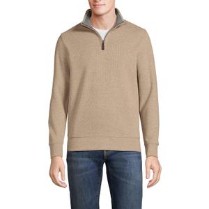 Lands' End Bedford Rib Quarter Zip Sweater (Small, Rich Camel Heather)
