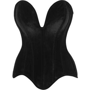 Daisy corsets Womens Top Drawer Steel Boned Black Velvet Plunge Neckline Overbust Corset (Large)