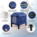 Heated Cat House for Outside, Waterproof Outdoor Cat Shelter with Thermostatic Pet Heating Pad for Winter, Large Elevated Pet Hetaing Bed with Rmoveable Canopy for All Seasons