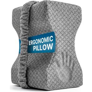 UJPFEO Knee Pillow for Side Sleepers, Leg Pillow for Sciatica, Back, HIPS, Knees, Joints Pain Relief,Pillows for Between Legs While Sleeping Spine Alignment Support & Relieves Pressure,Natural Gray