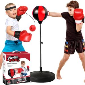 Punching Bag for Kids 8-12 Years, 2Pack Kids Boxing Gloves for 3-8, Kids Punching Bag with Height Adjustable Stand for 5-7, Outdoor Boy Toys, Birthday Gifts for 5 6 7 8 10 12 Years Old Boys
