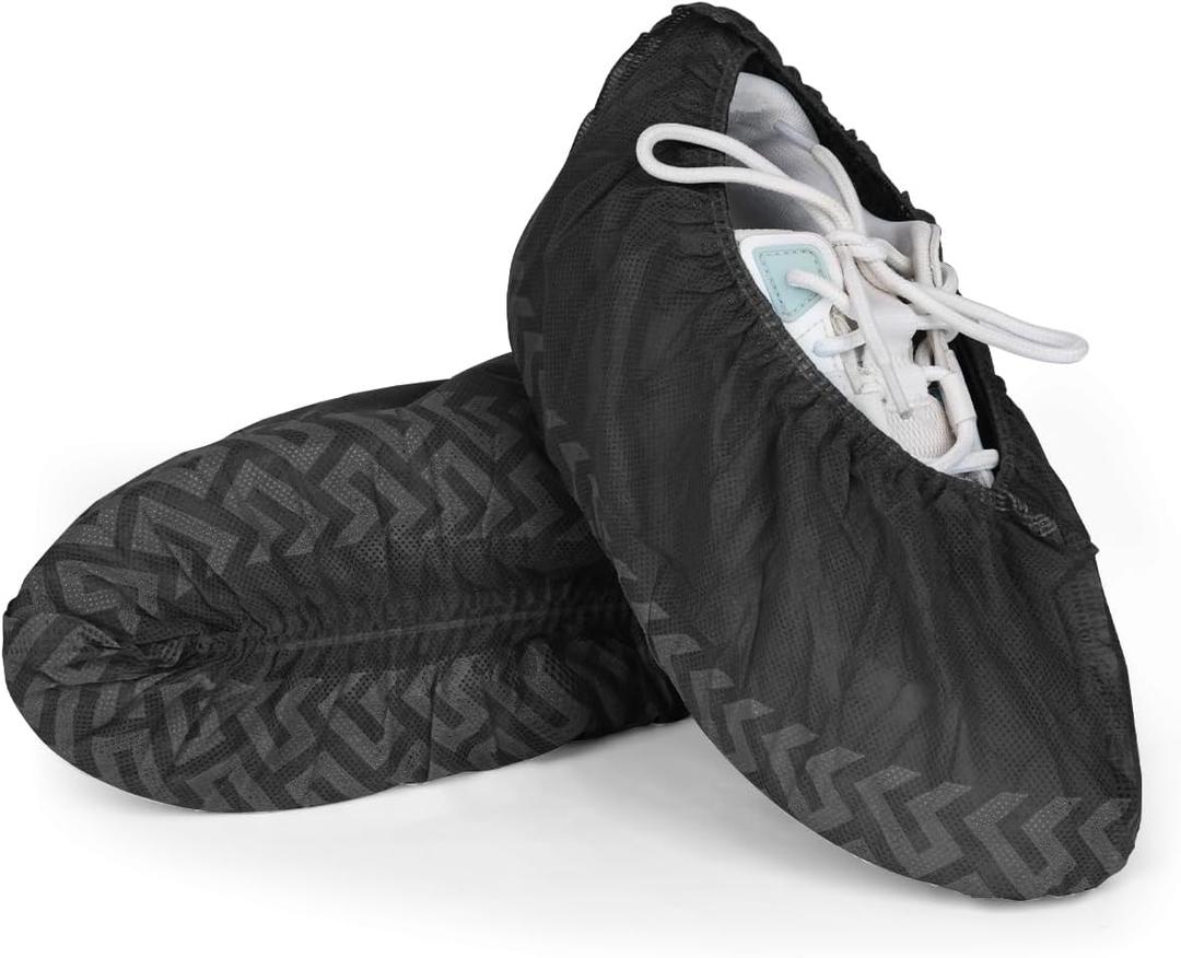 200 Count Shoe Covers Disposable Non-Slip, Premium Cloth Boot Covers, Slip-resistant, Durable, Breathable, Non-toxic, Recyclable (200ct Up to Men8.5 & Women 10)