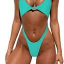 Tainehs Womens Sexy One Piece Bikini Swimsuits High Cut Cheeky Swimwear Thong Bottoms Bathing Swimsuits, Size XS