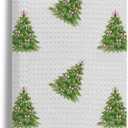 Green Christmas Tree Kitchen Towels, Coquette Pink Bow Christmas Dish Tea Towel for Kitchen, Preppy Girly Xmas Tree Decorative Hand Towels for Bathroom, 16x24 Inches