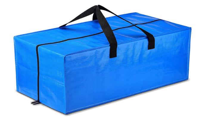 Heavy Duty Extra Large Blue Moving Bags with Strong Zipper Backpack Handles |  Clothes Storage Bags Totes Space Saving Moving Boxes Bins Packing Bags for College Dorm Compatible with Ikea Frakta