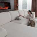 Couch Cushion Covers for Sectional Sofa, Stretch Soft Sofa Slipcovers Washable Wear-Resistant Universal Furniture Protector for Living Room (1 Piece Back Couch Cover, Ivory)