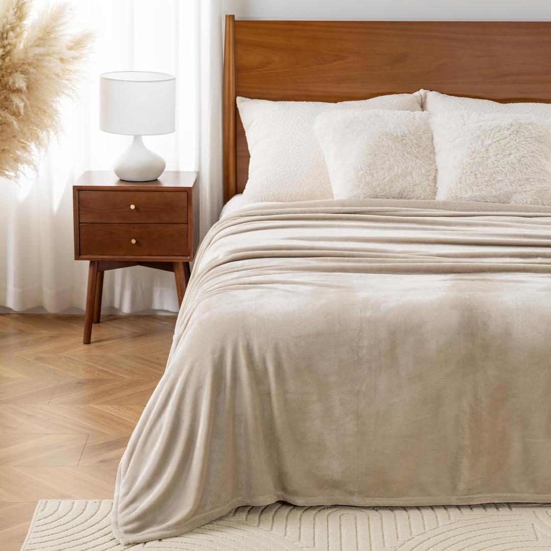 Sushing Luxury Fleece Warm Blanket, Soft Lightweight Velvety Plush Blanket for Sofa and Bed, Cozy Comfy for All Seasons(Grain, 9090 Inches)