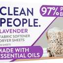 The Clean People Fabric Softener Sheets - Dryer Sheets - Softens & Removes Static - Vegan Laundry Softener With Essential Oils - Lavender, 120 Pack