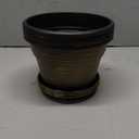 Plant Planters Pots Set of 4 Pack 8 Inch, Plastic Flower Pot For Indoor Plants With Drainage Holes & Trays, Resin Decorative Container Sets With Saucer For House Outdoor Garden Planters Dark Gold