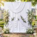 10x10ft Wrinkle Free White Backdrop Curtains for Party Background, 2 Panels 5x10ft Silky Polyester Photo Backdrop Drapes Back Drop Cloth for Wedding Birthday Photography Baby Shower Decor