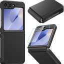 Ruky for Samsung Galaxy Z Flip 6 Case with Hinge Protection, Full Body Cover Hard PC Ultra-Thin Anti-Scratches, Support Wireless Charging Protective Phone Case for Samsung Galaxy Z Flip 6, Black