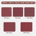 110 PCS 6 Inch 6-Hole Sanding Discs, Round Hook and Loop, Sandpaper for Random Orbital Sander 60 80 120 240 400 Grits, Sand Paper Assortment Pack