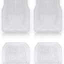 Vaygway All Weather Floor Mats-Universal 4 Piece Car Interior- Rubber Clear Car Plastic Rug-Blue-Tinged Weather Protection Mats